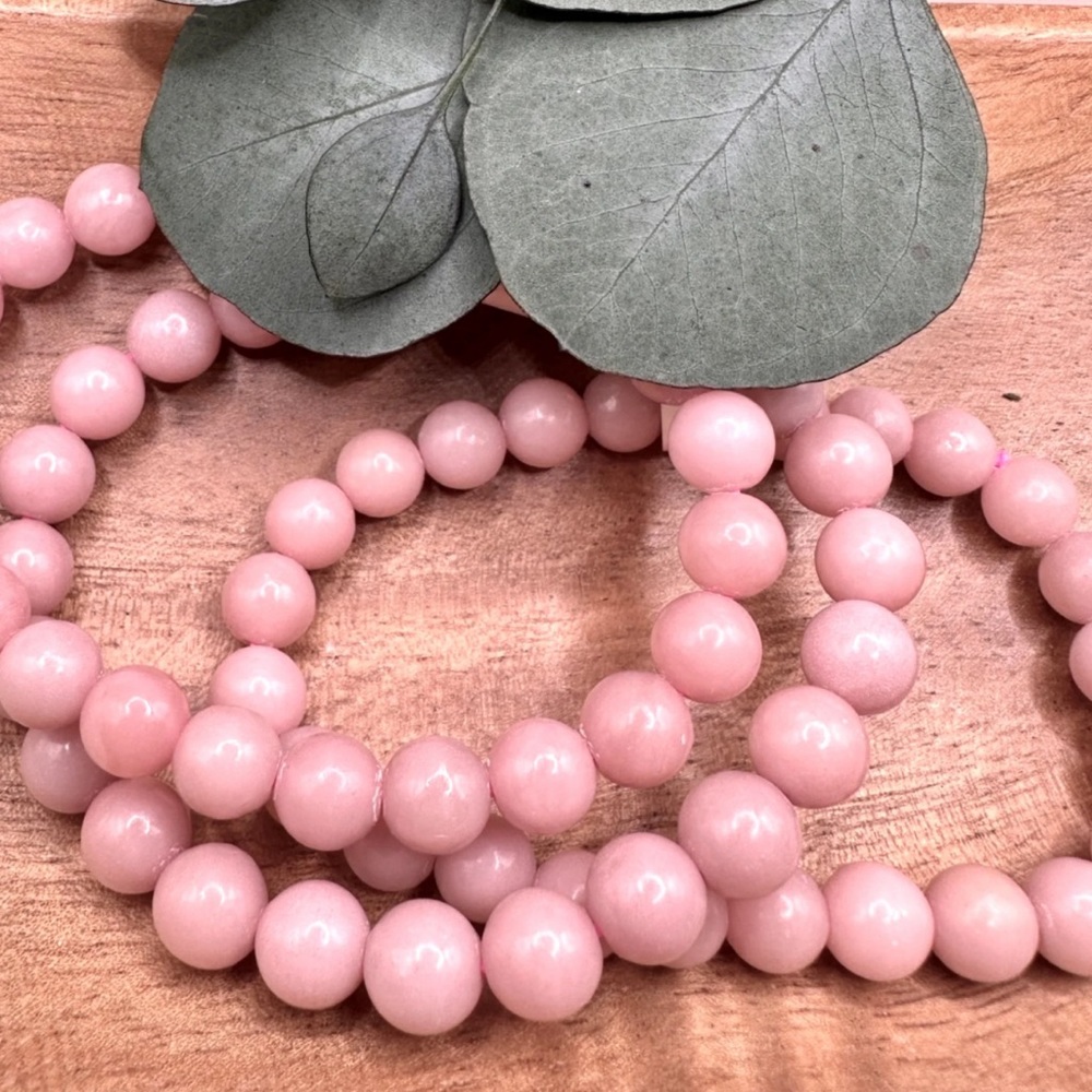 8mm Pink Opal Beaded Bracelet